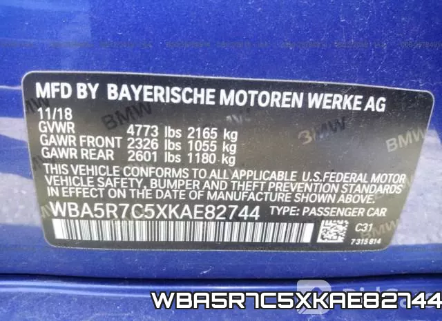 WBA5R7C5XKAE82744 фото 8