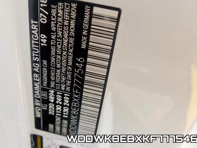 WDDWK8EBXKF777546 фото 2