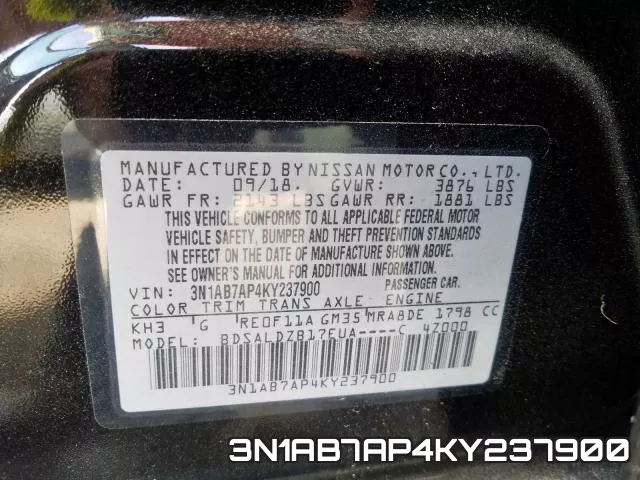 3N1AB7AP4KY237900 фото 2