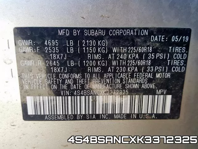 4S4BSANCXK3372325 фото 2