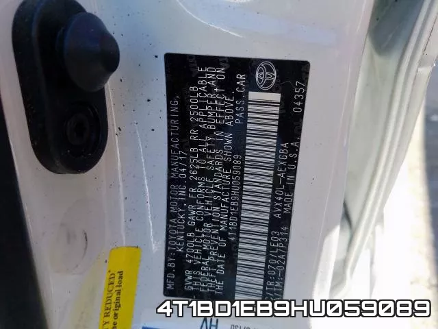4T1BD1EB9HU059089 фото 2