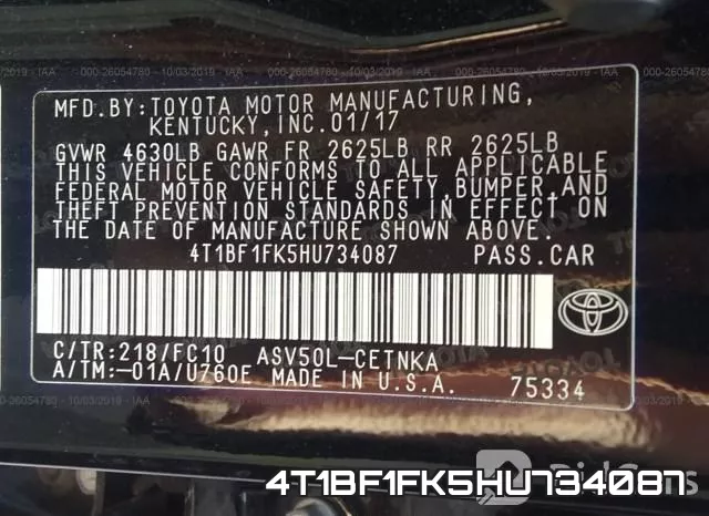 4T1BF1FK5HU734087 фото 8