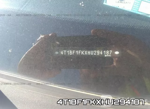 4T1BF1FKXHU294187 фото 7