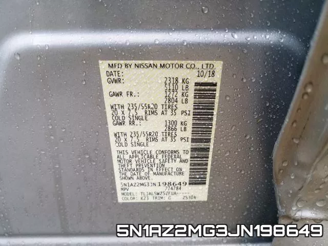 5N1AZ2MG3JN198649 фото 2