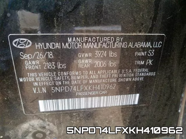 5NPD74LFXKH410962 фото 2