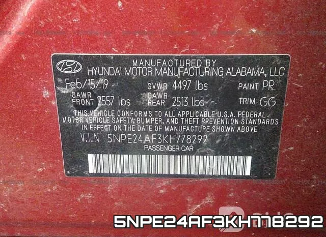 5NPE24AF3KH778292 фото 9