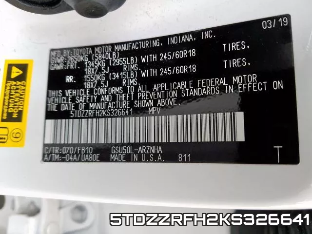 5TDZZRFH2KS326641 фото 2