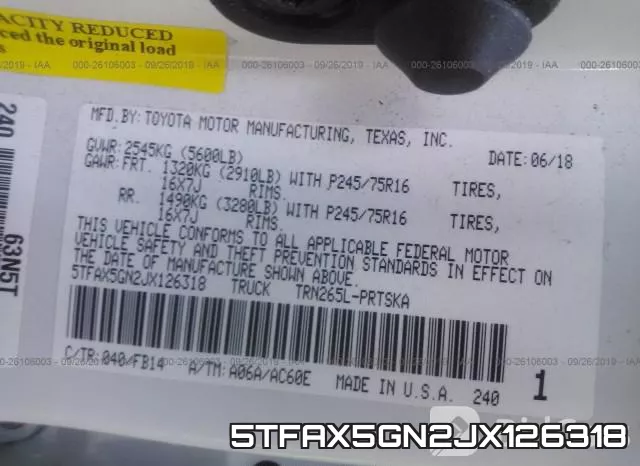 5TFAX5GN2JX126318 фото 7