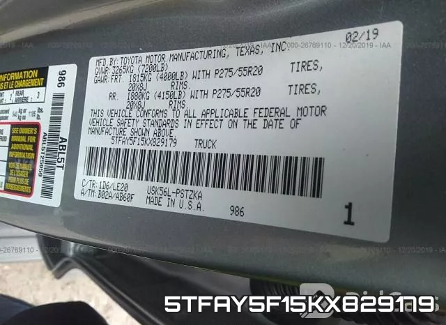 5TFAY5F15KX829179 фото 7