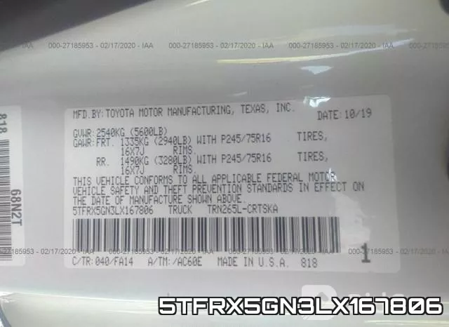 5TFRX5GN3LX167806 фото 4