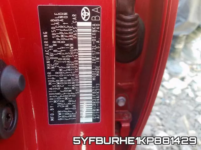 5YFBURHE1KP881429 фото 2