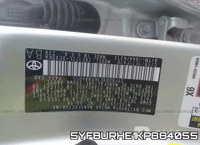 5YFBURHE1KP884055 фото 7