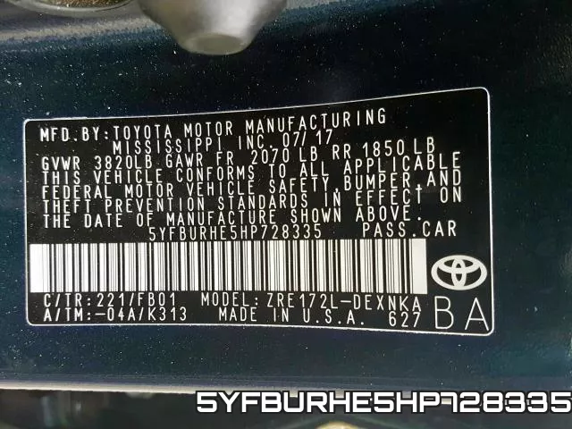 5YFBURHE5HP728335 фото 2