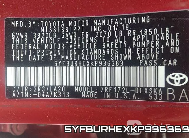 5YFBURHEXKP936363 фото 9
