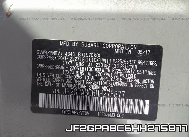 JF2GPABC6HH275877 фото 7