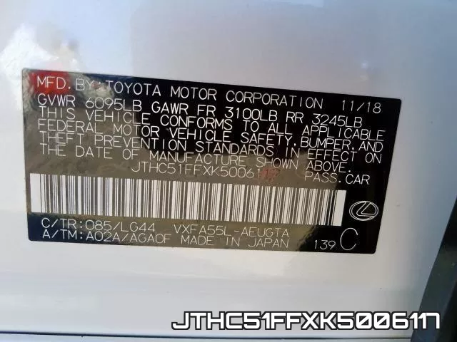 JTHC51FFXK5006117 фото 2