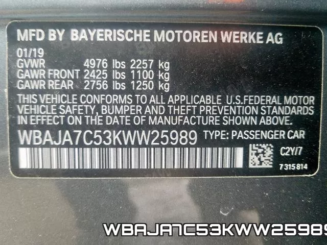 WBAJA7C53KWW25989 фото 2