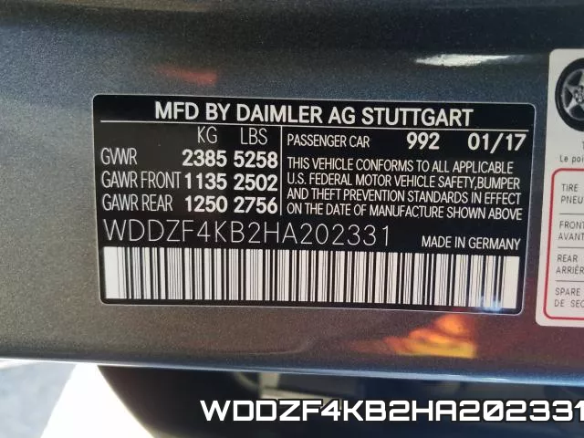 WDDZF4KB2HA202331 фото 2