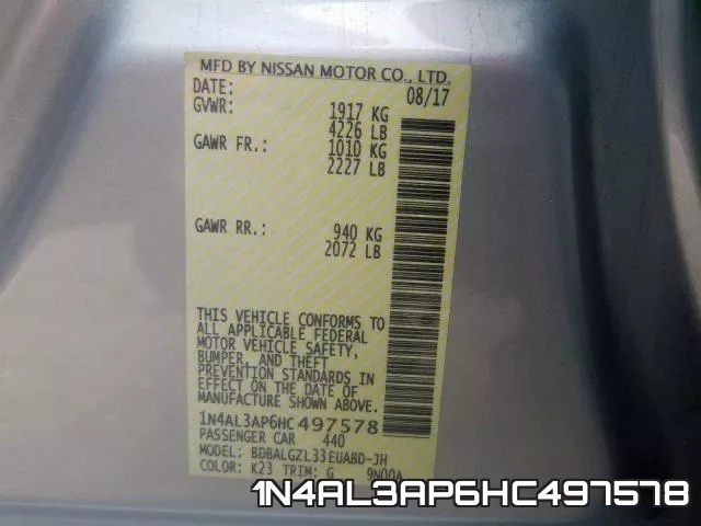 1N4AL3AP6HC497578 фото 2