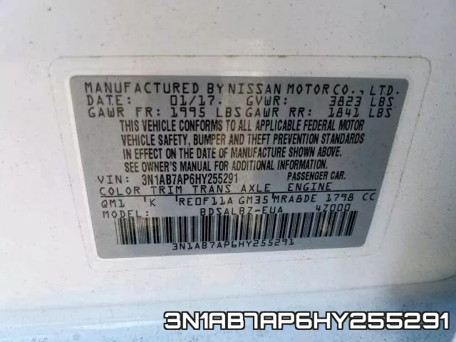 3N1AB7AP6HY255291 фото 2
