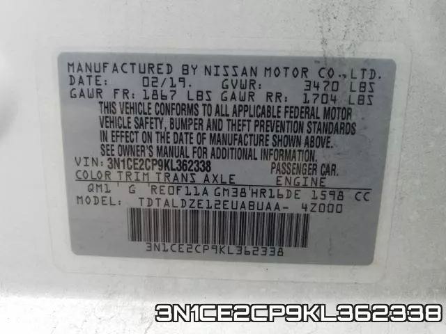3N1CE2CP9KL362338 фото 2
