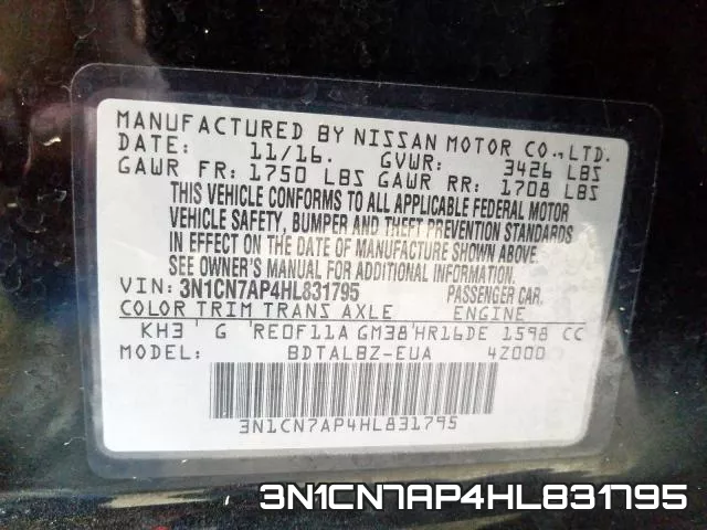 3N1CN7AP4HL831795 фото 2