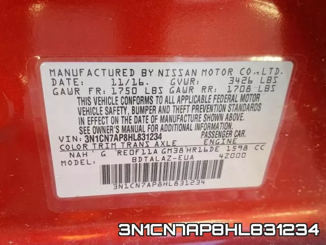 3N1CN7AP8HL831234 фото 2
