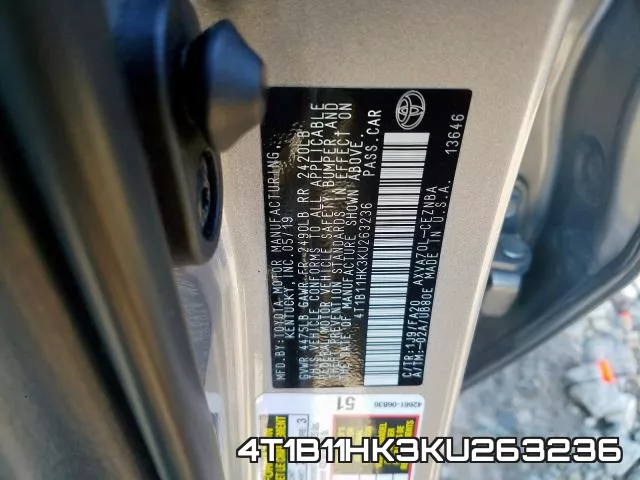 4T1B11HK3KU263236 фото 2