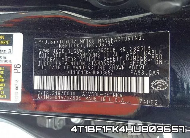 4T1BF1FK4HU803657 фото 6