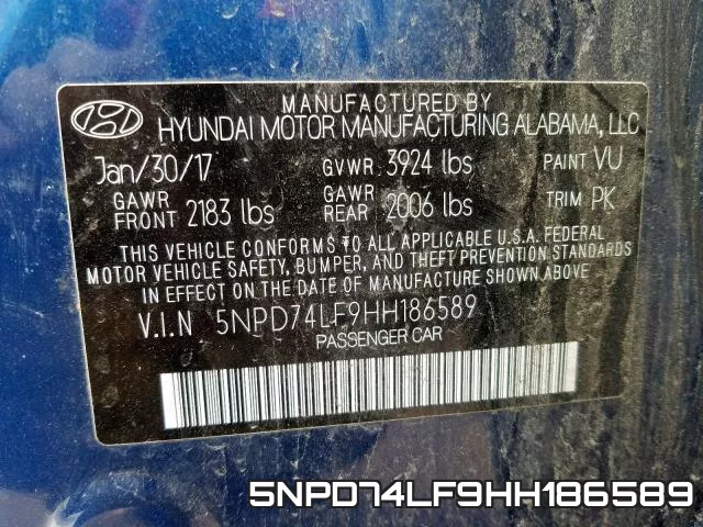 5NPD74LF9HH186589 фото 2