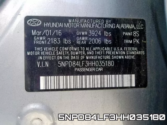 5NPD84LF3HH035180 фото 2