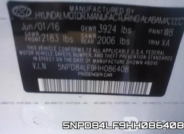 5NPD84LF9HH086408 фото 9