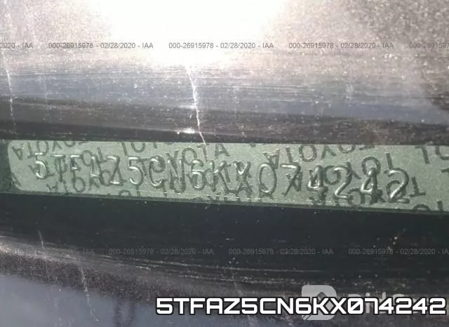 5TFAZ5CN6KX074242 фото 8