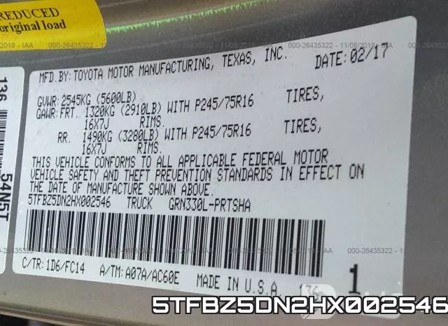 5TFBZ5DN2HX002546 фото 8