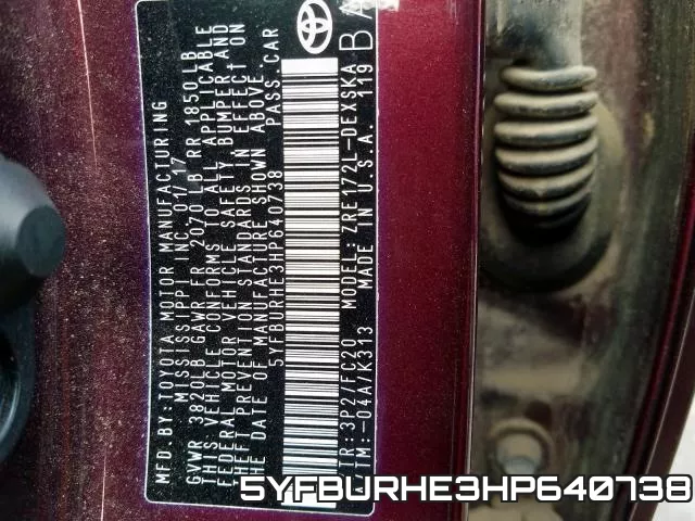 5YFBURHE3HP640738 фото 2