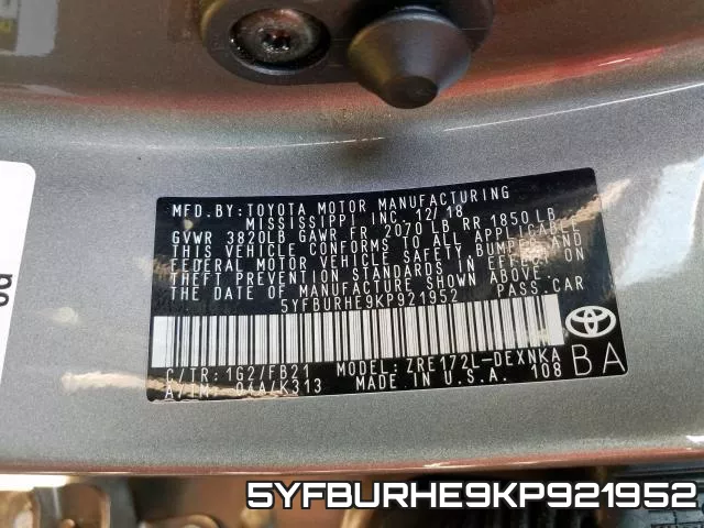 5YFBURHE9KP921952 фото 2