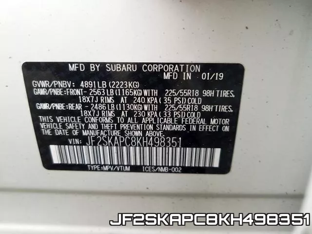 JF2SKAPC8KH498351 фото 2