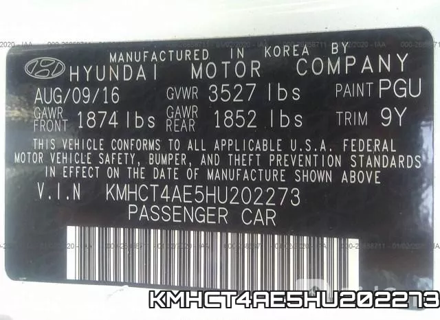 KMHCT4AE5HU202273 фото 9