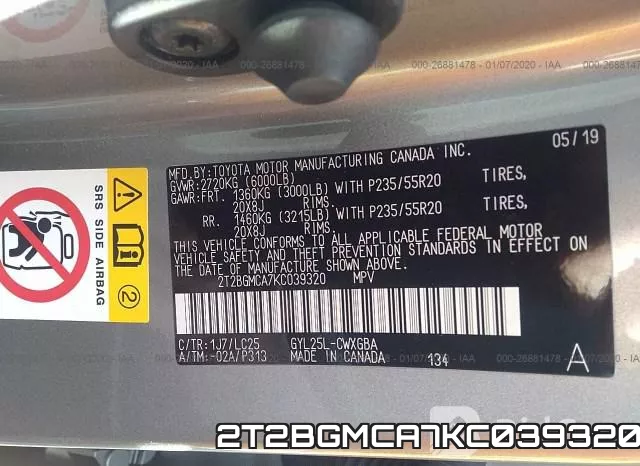 2T2BGMCA7KC039320 фото 7
