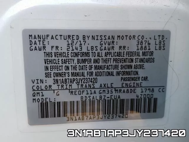 3N1AB7AP3JY237420 фото 2