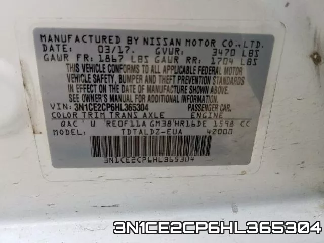 3N1CE2CP6HL365304 фото 2