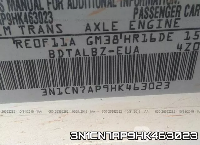 3N1CN7AP9HK463023 фото 8