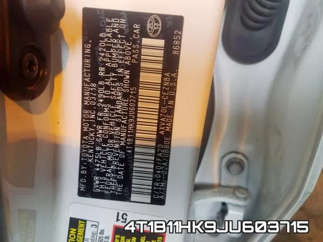 4T1B11HK9JU603715 фото 2