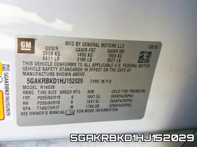 5GAKRBKD1HJ152029 фото 2