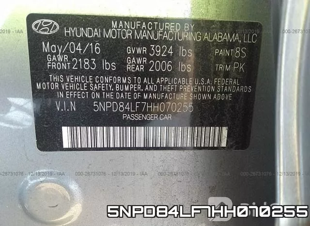 5NPD84LF7HH070255 фото 6