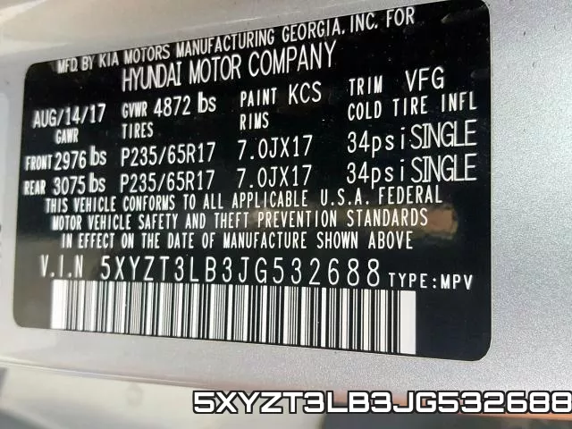 5XYZT3LB3JG532688 фото 2