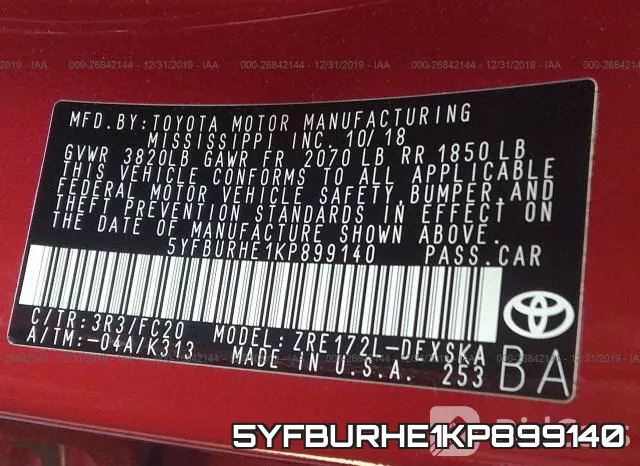 5YFBURHE1KP899140 фото 10