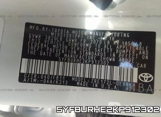 5YFBURHE2KP912302 фото 10
