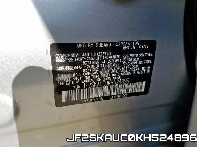 JF2SKAUC0KH524896 фото 2