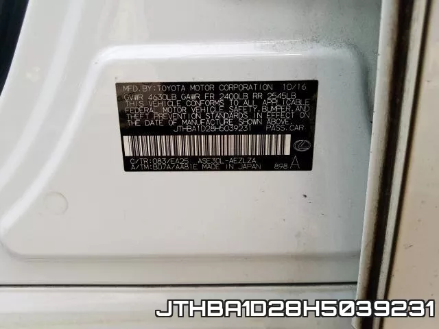 JTHBA1D28H5039231 фото 2